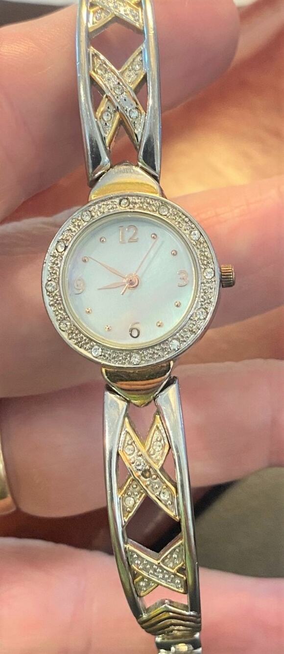 Women's 18mm Two Tone Allude Watch, MOP Face, Crystal Accents
